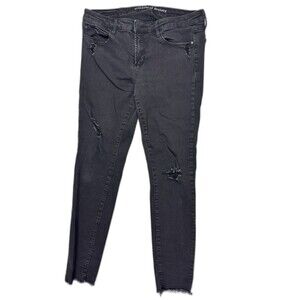 Articles Of Society Size 31 Womens Jeans Black Raw Hem Distress Mid Rise Skinny